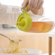 茶花 玻璃油壶 家用储油罐食用小香油酱汁壶防漏嘴 大容量油壸酱油醋瓶子530ml A60001
