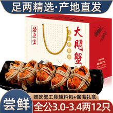 【12只装】大闸蟹全公母六月黄螃蟹镇海鲜水产生鲜批发 全公蟹：3.0-3.4两(12只)