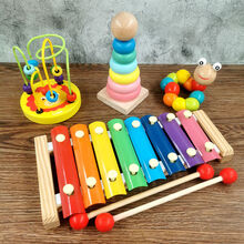 益智力婴儿童玩具1-2-3岁男女孩一周岁宝宝八音敲琴音乐启蒙早教 4件琴+绕珠+塔+扭扭虫