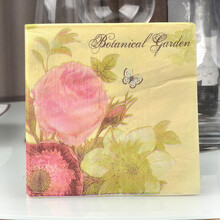 久洁  金色系列餐巾纸印花餐垫纸酒杯插花纸酒店婚庆彩色婚宴纸口布20张 蝶恋花