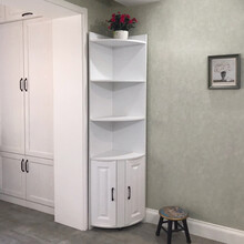 三角柜墙角柜拐角转角柜子架边角柜窄储物角落收纳柜卧室客厅 30*30*82暖白色 组装