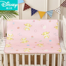 迪士尼（Disney）隔尿垫婴儿夏季冰丝凉席大号防水透气可洗宝宝成人整床姨妈垫月经 粉色小奶牛冰丝席+水晶绒 150*180厘米