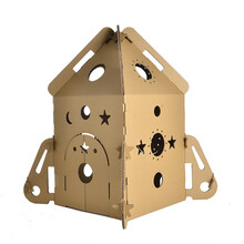 儿童瓦楞纸房子涂鸦包创意手工制作DIY亲子色拼插玩具游戏屋 太空宝贝