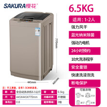 樱花6.5kg公斤波轮全自动洗衣机小型家用宿舍迷你租房用 洗脱一体LDZS ⑥⑤两人租房加厚款