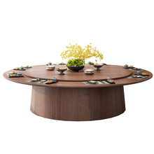 陌利电动餐桌大圆桌 酒店餐桌大圆桌饭店包厢15人餐桌椅现代新中式实木电动圆桌火锅桌陌利陌利 手动1.6米