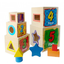 木制玩具 木质儿童数字形状积木配对大号套盒 五层套盒 叠塔 5层套盒A款/套
