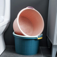 欧曼丽莎 泡脚桶过小腿深桶 按摩足浴盆家用泡脚盆足浴桶塑料洗脚盆洗脚桶 樱花粉升级加厚+盖子+提手+按摩滚轮 无(破碎漏水全额退)