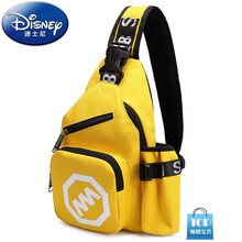 迪士尼【品牌特价】韩版儿童斜挎包时尚男童包包小包帅气小男孩子背包潮户外旅游轻便小孩子夏天穿的 黄色(身高130cm以上背)