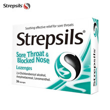 Strepsils使立消喉痛鼻塞润喉糖 嗽润喉片嗓子疼咽喉清咽利喉含片润喉护嗓进口成人