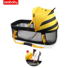 seebaby婴儿提篮外出便携式新生儿出院车载睡篮可平躺手提摇篮床 R5小蜜蜂款+单肩背带