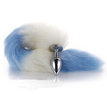 云曼 狐狸尾巴金属肛塞SM后庭猫狗毛绒耳朵尾巴外出肛栓女用另类玩具sm情趣激情用品器具大小号 白蓝色尾巴肛塞 小号塞
