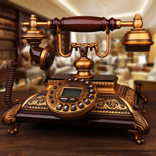 芯园美式仿古电话机欧式时尚家用固定办公座机老式古董复古电话 尊贵金按键款(接电话线)