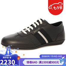 BALLY巴利男鞋黑白条纹牛皮系带休闲鞋 6231547 黑色 41.5