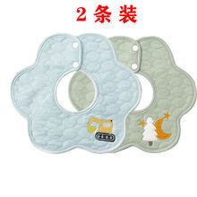 纯棉婴儿防水口水围防吐奶巾可旋转宝宝围嘴女童吃饭围兜 绣花旋转口水围 绿+兰