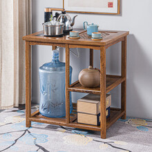 贡艺名居 红木家具非洲鸡翅木（学名：非洲崖豆木）茶几 仿古中式 实木茶桌茶台 茶水柜 边几 茶几68*50*70cm