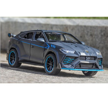 1:32兰搏基尼SUV合金车模 六开门声光回力玩具车模型 灰色