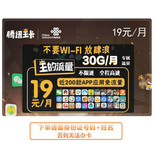 中国联通 （归属地可选）联通电话卡流量卡号码语音王京东4g上海手机卡电话卡办理4g低月租套餐纯流量卡 腾讯大王卡30G每月专属流量腾讯系app免流