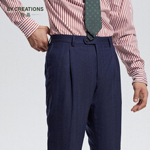 By Creations柏品120支纯羊毛西裤商务长裤男法兰绒磨毛职业正装直筒西装裤子 深蓝色 52