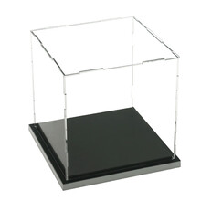 莞华展示盒拼装高透明亚克力模型玩具摆件收纳防尘盒 15x15x15cm 无边+镜面边底座