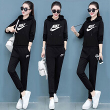 耐克（NIKE）运动套装女新款三勾连帽卫衣套头衫休闲裤子收口长裤 连帽卫衣BV4127-010单件  M