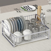 DELWINS 304不锈钢碗架 台面沥水碗碟架 厨房置物架收纳用品晾放碗盘架子 K-804s小号（含筷子架）