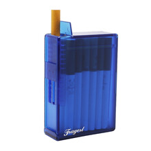 烟盒男士防潮弹烟保鲜自动出烟20支装个性软包装耐压防水 蓝色 蓝色半透明