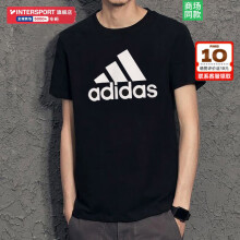 阿迪达斯（adidas）t恤男 2024夏季新款neo运动休闲服时尚透气棉质宽松圆领短袖上衣 黑色/经典logo/晒图退【10】 M(175/96A）