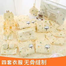 纯棉婴儿衣服新生儿礼盒套装0-3个月6春秋初生刚出生宝宝用品送礼物专用 16件四季咖 59cm适合0-3个月宝宝