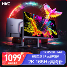 HKC 23.8英寸 2K FastIPS 165Hz广色域1ms快速液晶HDR高清屏幕 旋转升降游戏电竞电脑小金刚显示器 神盾MG24Q