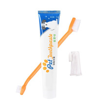 憨憨宠 宠物狗狗猫咪牙膏牙刷套装清洁除去口臭金毛泰迪 清洁用品 宠物牙膏 单指套三件套 牛肉味