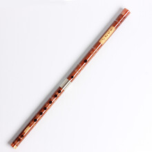 民族乐器 精制双插白铜二节初学生苦竹横笛子 透明线G调(初学)+教材书