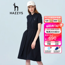 HAZZYS哈吉斯女装 夏季新款连衣裙女系带POLO连衣裙AQWSE02BE03 藏青色NV 155/80A 36