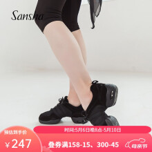 三沙（sansha） 三沙(sansha) 现代舞鞋女软底气垫网面广场舞运动舞蹈鞋P22LS 黑色 38