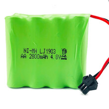 玩具充电电池组3.6V4.8V6V7.2V USB充电线镍氢镍镉5号电池组 电动遥控车充电器配件 4.8V镍氢2800mAh SM接口