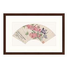 古典中式国画水墨画《桃花图》恽寿平卧室玄关客厅走廊画廊酒吧办公室沙发背景墙装饰画挂画 茶褐色 77×52cm