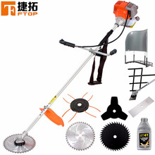 捷拓 汽油割草机打草机四冲程大功率割灌机开荒除草机器小麦水稻农用收割机草坪修剪机 侧挂式新款橙色+扶稻器扶草架送40样+机油