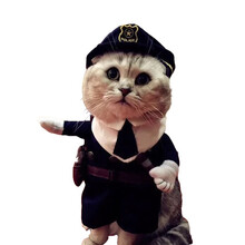抖音同款浦岛太喵猫咪直立装公主猫狗狗衣服阴阳师搞怪搞笑装秋冬 警长变身装 S-约7斤内