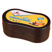 标奇 鞋蜡海绵擦鞋油 透明无色鞋油 黑色棕色通用 双面单面可用擦鞋刷皮鞋油护理皮具皮革护理剂 椭圆形双面1个装