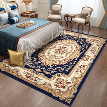 绅士狗 地毯欧式客厅茶几卧室床边大地毯长方形 加厚防滑可水洗 机制棉麻底环保耐用 MXB03B蓝色 1.6*2.3米