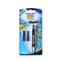 舒适（Schick）剃须刀刮胡刀修毛刀 手动男士 2层刀片 蓝超UltraBlue凡 1刀架3刀头