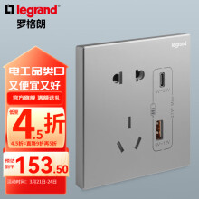 罗格朗（LEGRAND）开关插座电工电料逸景深砂银灰色86型面板墙面暗装电源插座 27W Type A+C 快充插座