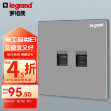 罗格朗（LEGRAND）开关插座电工电料逸景深砂银灰色86型面板墙面暗装电源插座 两位电脑插座（六类）