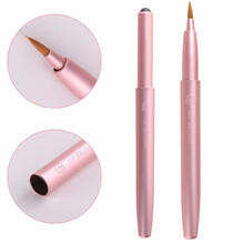 今之逸品 伸缩式唇刷女便携带盖软毛小扁头唇刷迷你口红唇线化妆刷 粉红色