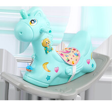 木马儿童摇马玩具宝宝摇摇马塑料大号加厚1-2-6周岁带音乐骑马车婴儿礼物 音乐摇摇马蓝