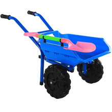 儿童沙滩宝宝玩具手推车加大加厚双轮单轮推土车小孩玩沙玩具 蓝色双轮