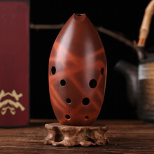 永田七星埙乐器十孔陶埙七星埙10孔红陶单腔梨型初学者成人入门专业演奏民族吹奏乐器 F调