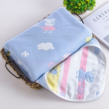 旭南（XUNAN）旭南婴儿浴巾新生儿六层纱布宝宝纯棉洗澡巾婴儿盖毯空调毯盖被 蓝色佩奇 110*110cm