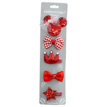 宠物小狗狗头饰发夹发饰约克夏猫咪发卡泰迪公主头花装饰品配夹子 5件套红色款 均码