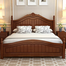 美式全实木床1.8米双人1.5米美式高箱储物白色欧式现代简约橡木主卧婚床定制 床+1柜+10cm乳胶椰棕床垫 1800mm*2000mm气压结构