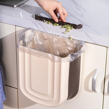 家一 厨房垃圾桶分类可折叠壁挂式加厚垃圾篓卫生间车载大号垃圾筒家用客厅卧室厕所纸篓 10L壁挂折叠咖色